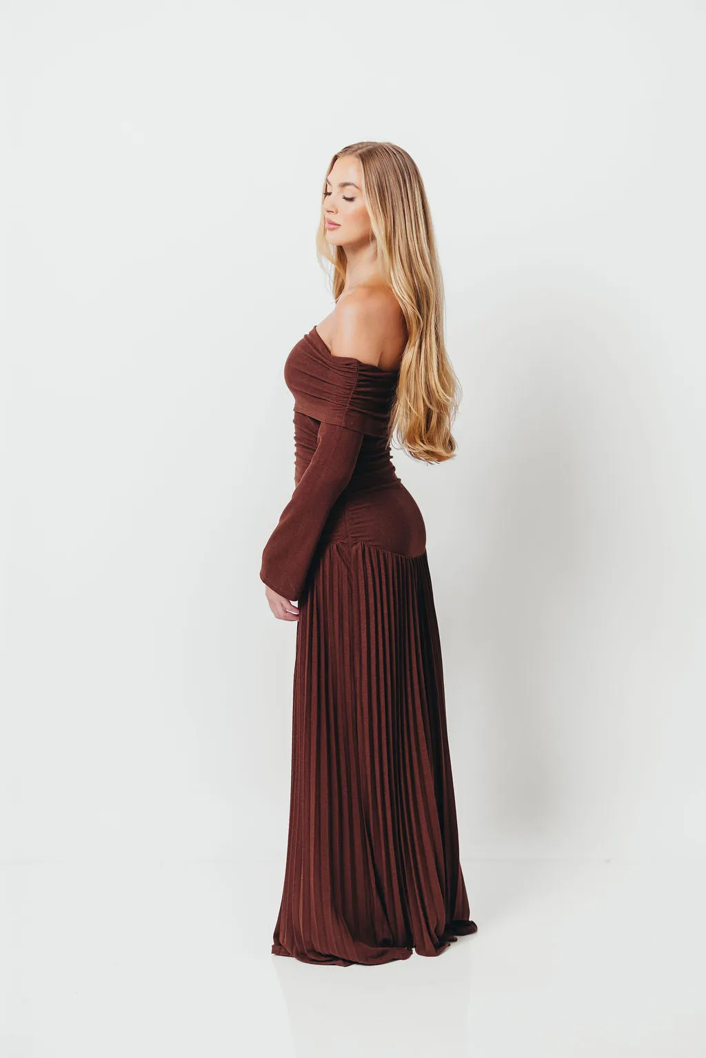 Lennox Long Sleeve Maxi Dress in Brown - Bump Friendly sold by Worth Collective product image thumbnail 4