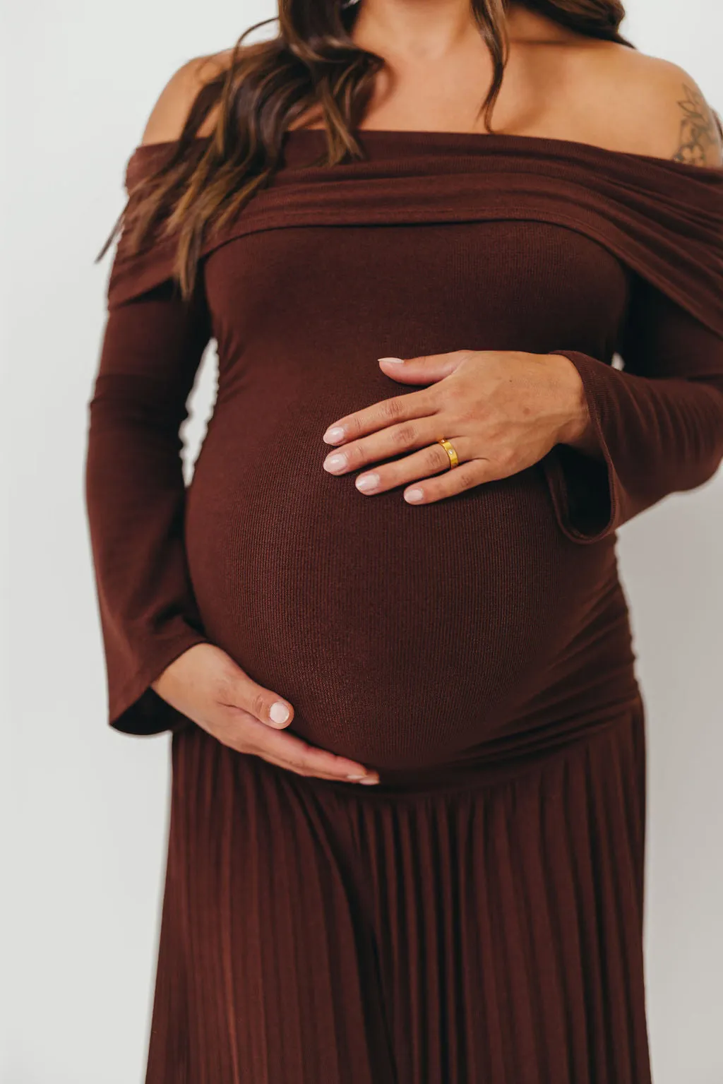 Lennox Long Sleeve Maxi Dress in Brown - Bump Friendly sold by Worth Collective product image thumbnail 2