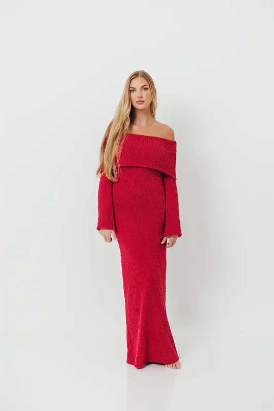 Nora Knit Maxi Dress in Muted Red - Bump Friendly sold by Worth Collective