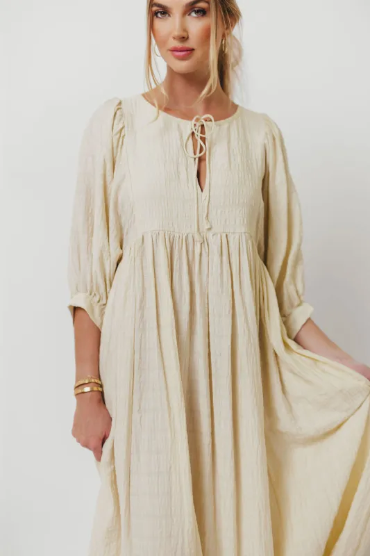 Nadia Soft Horizon Maxi Dress in Natural sold by Worth Collective