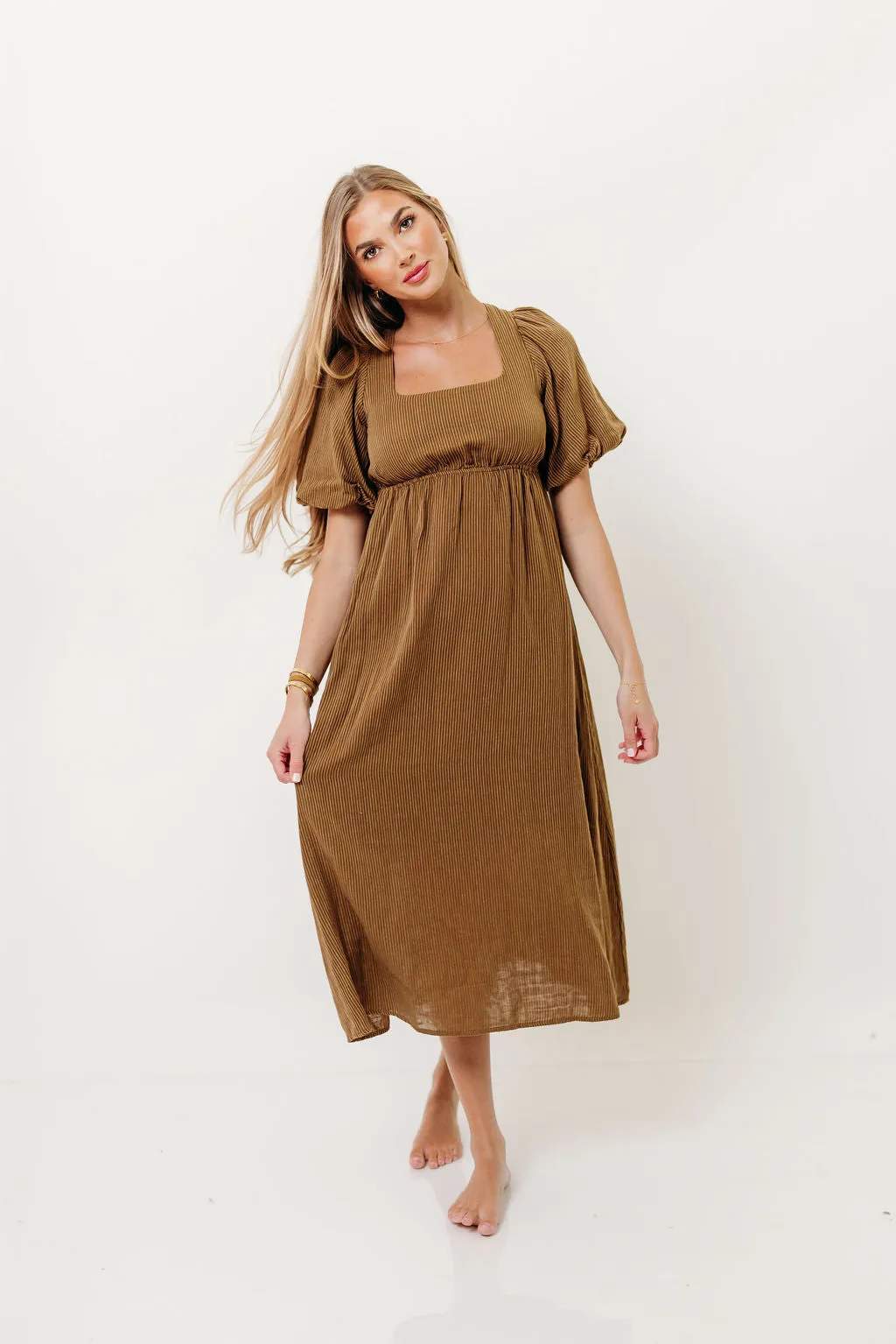 Phoebe Midi Dress in Camel/Cream - No restock sold by Worth Collective product image thumbnail 2
