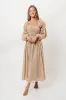 Maxine Ruched Chiffon Maxi Dress in Taupe sold by Worth Collective