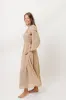 Maxine Ruched Chiffon Maxi Dress in Taupe sold by Worth Collective