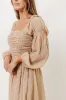 Maxine Ruched Chiffon Maxi Dress in Taupe sold by Worth Collective