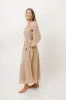Maxine Ruched Chiffon Maxi Dress in Taupe sold by Worth Collective