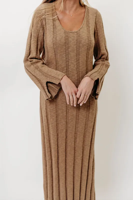 Marley 100% Cotton Midi Dress in Khaki sold by Worth Collective
