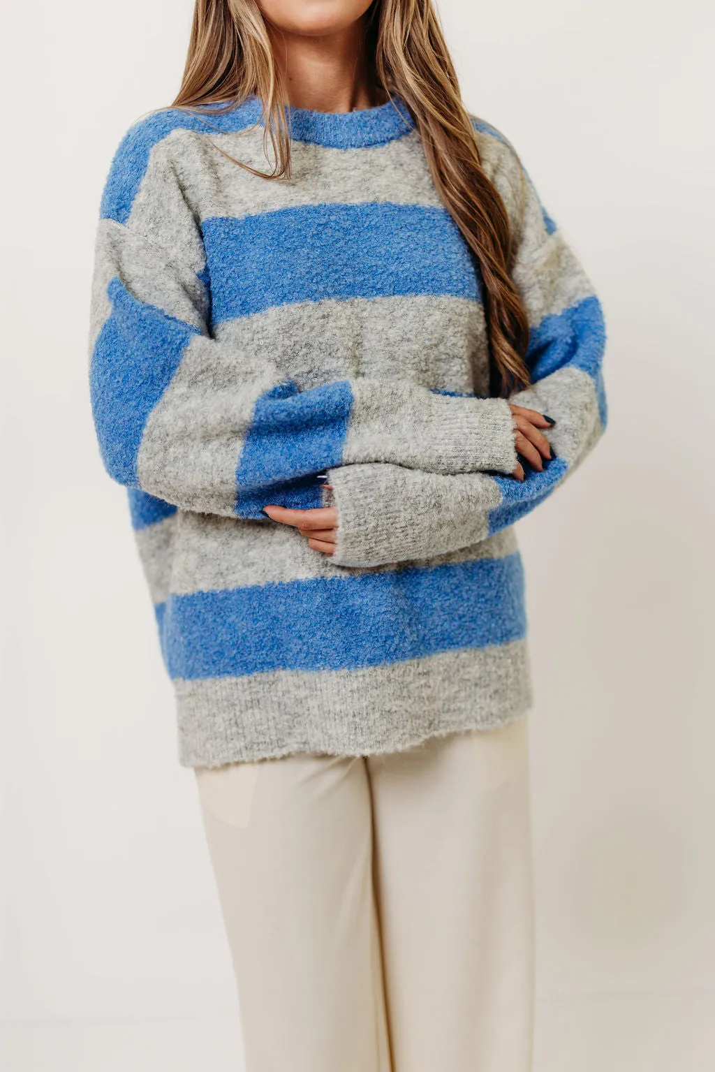 Hollis Textured Sweater in Blue Grey sold by Worth Collective