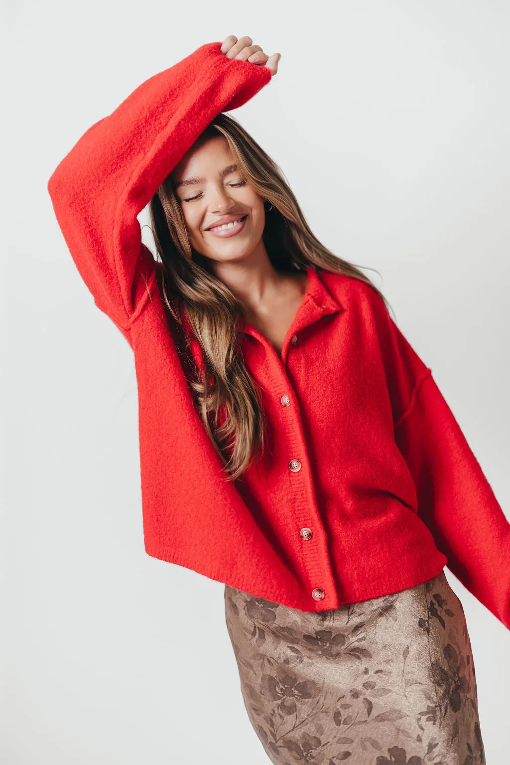 Kyla Cardigan Sweater in Poppy sold by Worth Collective product image thumbnail 2