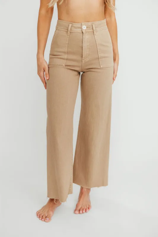 Dean Dye & Wash Cotton Stretch Wide-Leg Pants in Artichoke *Final Sale* sold by Worth Collective