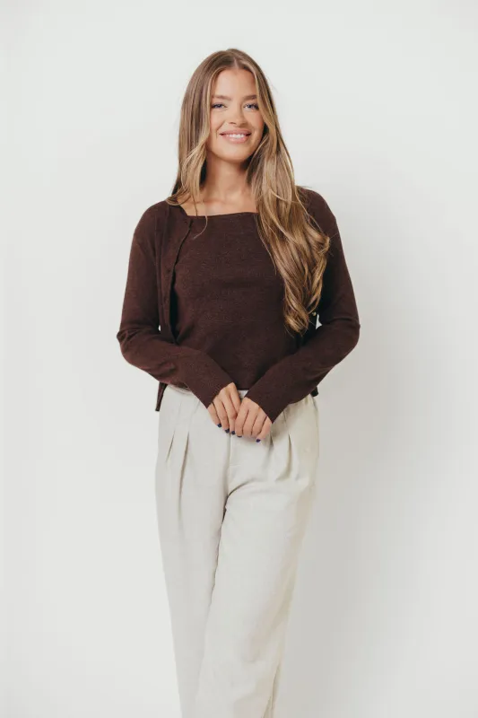 Jayla Knit Tank and Cardigan Set in Espresso sold by Worth Collective