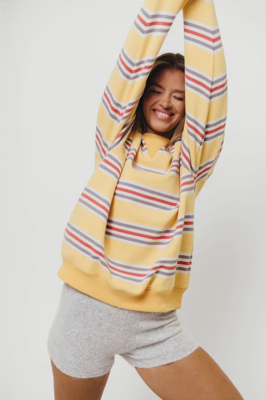 Blake Retro Striped Crewneck Sweatshirt in Mustard sold by Worth Collective