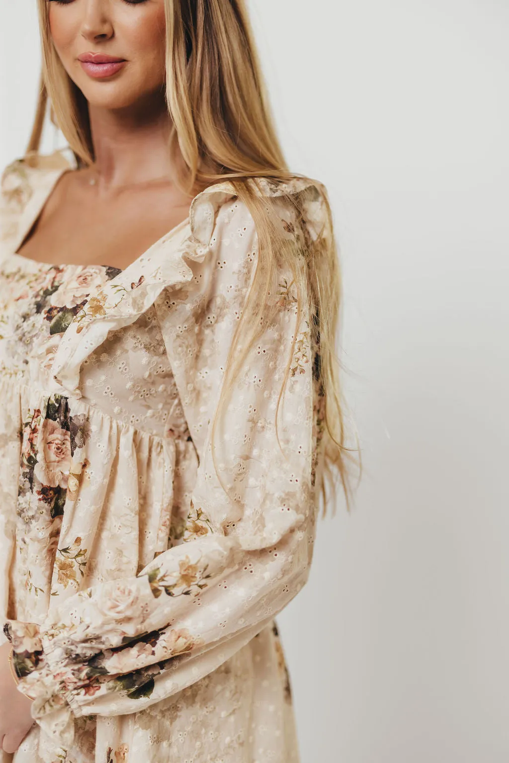 Tayler 100% Cotton Mini Dress in Beige Floral sold by Worth Collective product image thumbnail 4