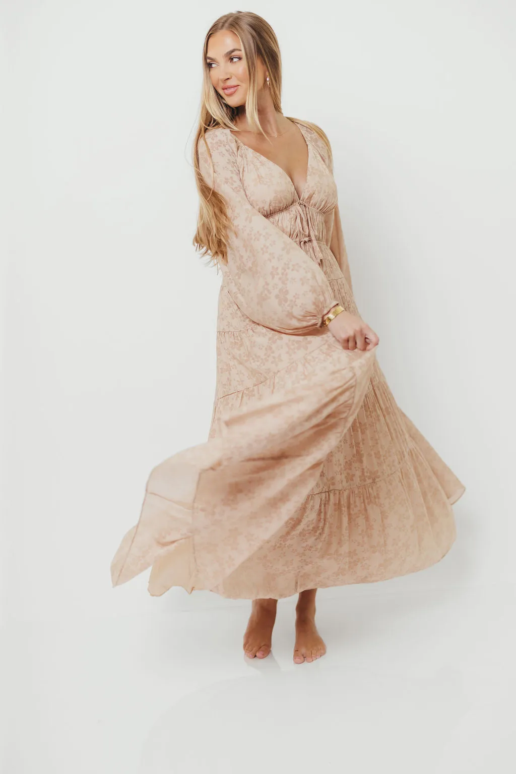 Elyse Maxi Dress in Beige Floral sold by Worth Collective product image thumbnail 5