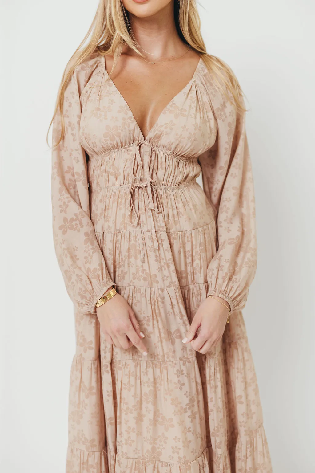 Elyse Maxi Dress in Beige Floral sold by Worth Collective product image thumbnail 2