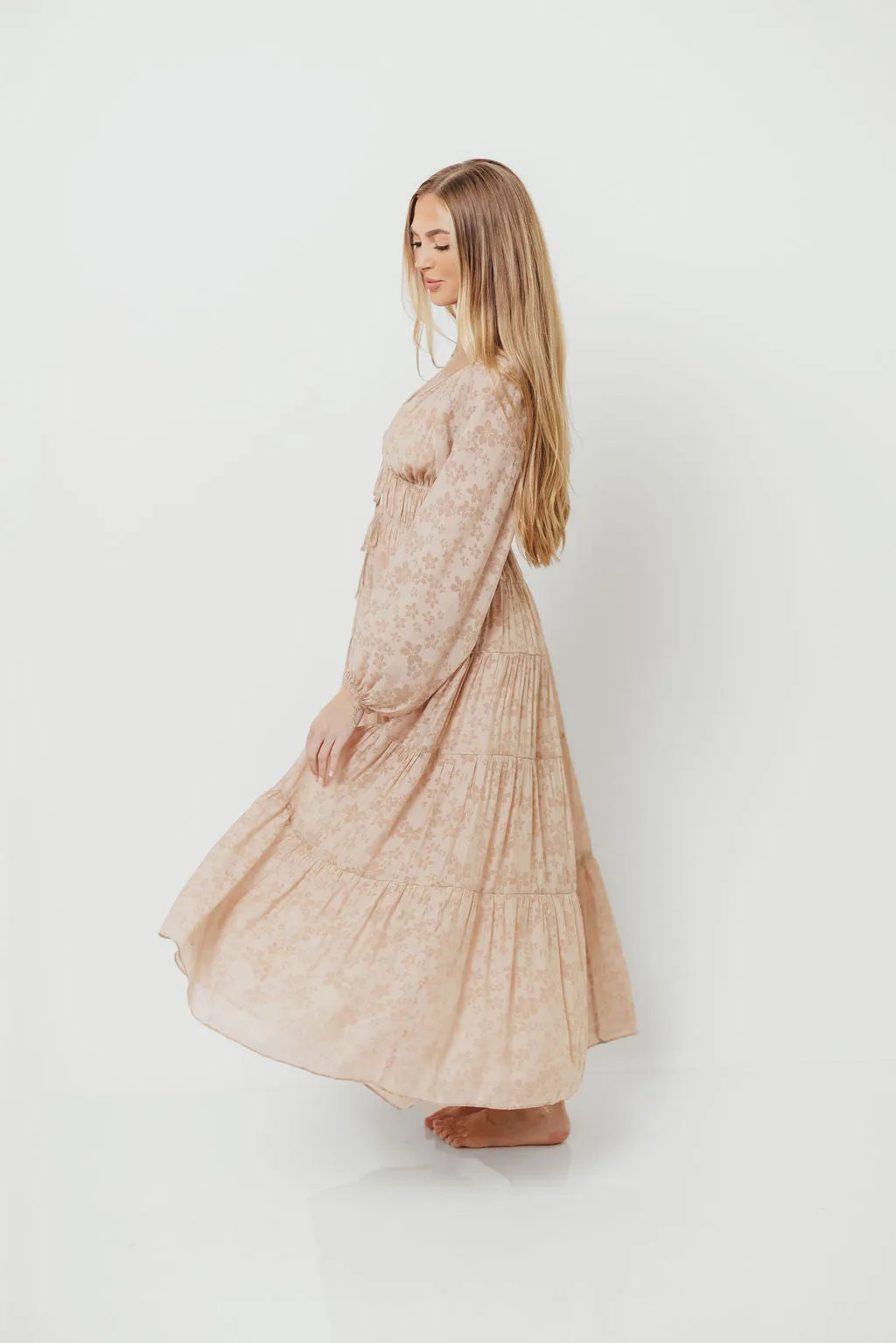 Elyse Maxi Dress in Beige Floral sold by Worth Collective product image thumbnail 4
