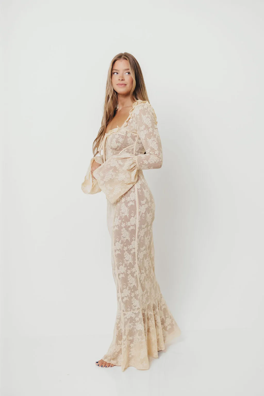 Heirloom Maxi Dress in Cream Tailored Silhouette — not ideal for advanced maternity sold by Worth Collective product image thumbnail 4