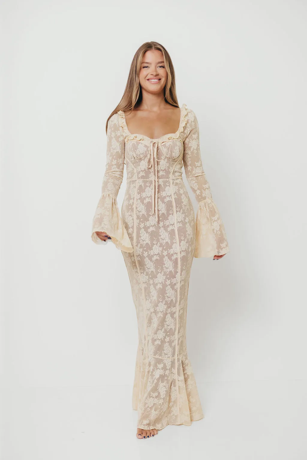 Heirloom Maxi Dress in Cream Tailored Silhouette — not ideal for advanced maternity sold by Worth Collective