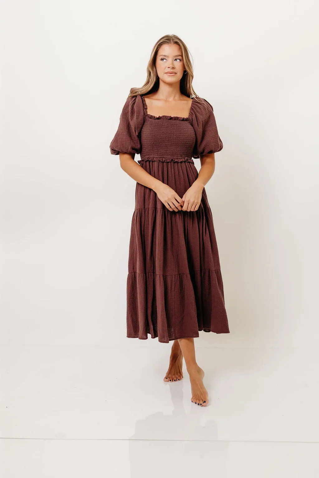 Elena 100% Cotton Midi Dress in Plum sold by Worth Collective product image thumbnail 5