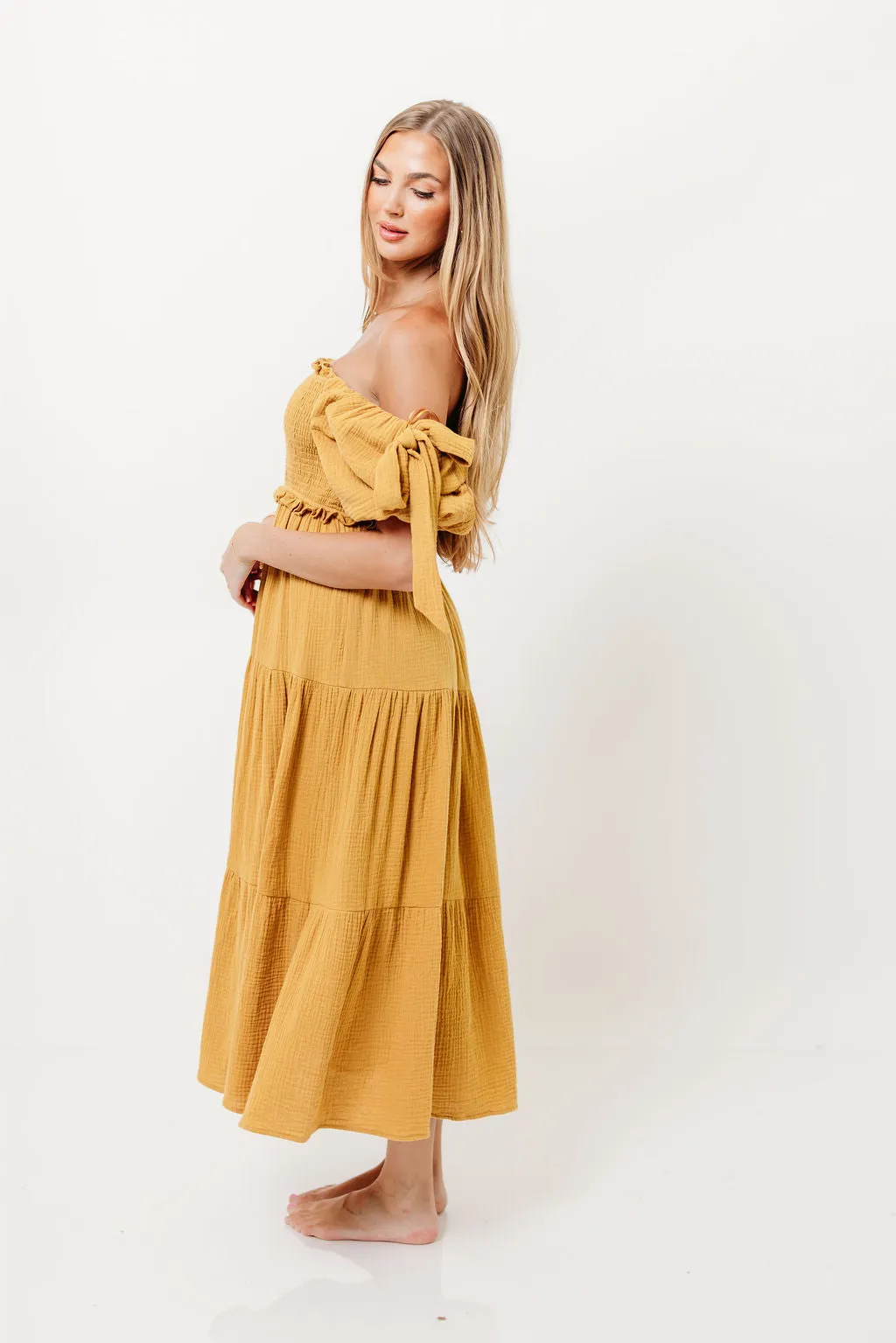 Elena 100% Cotton Midi Dress in Dusty Mustard- Bump Friendly *Final Sale* sold by Worth Collective product image thumbnail 5