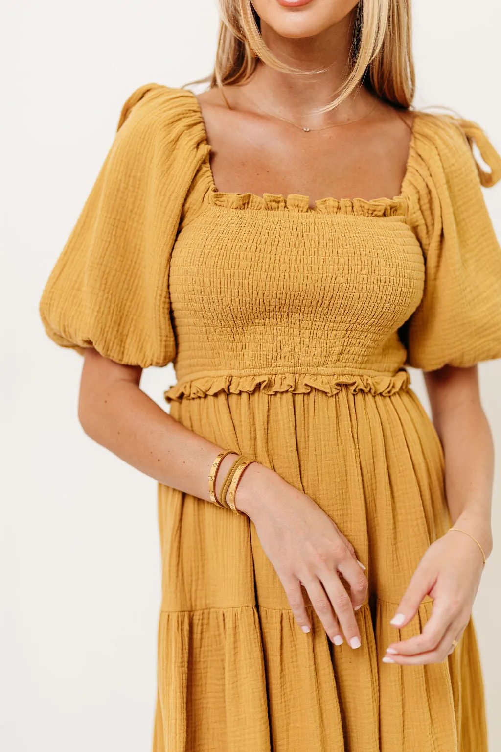 Elena 100% Cotton Midi Dress in Dusty Mustard- Bump Friendly *Final Sale* sold by Worth Collective product image thumbnail 2