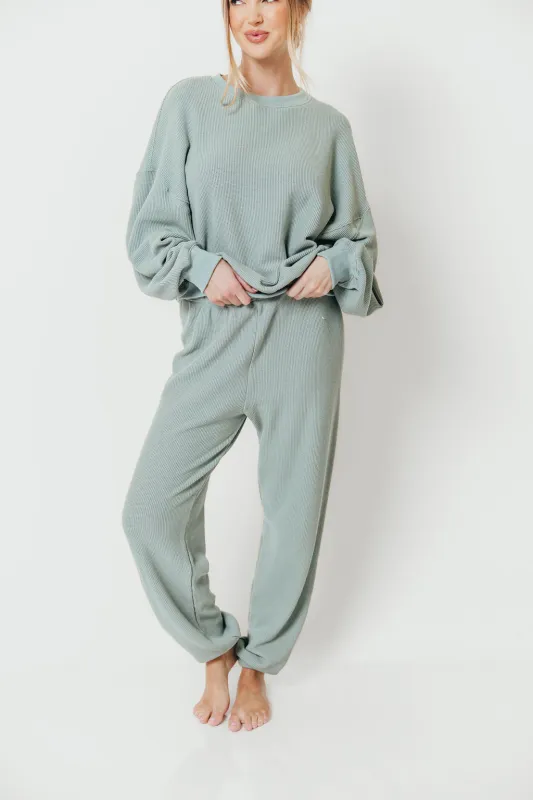 Watson Soft Terry Waffle Joggers in Sage Green sold by Worth Collective