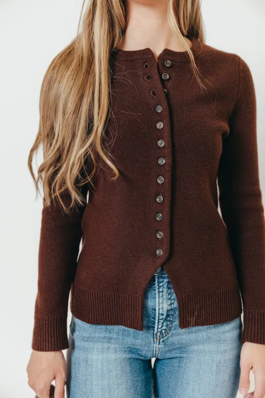 Priya Cardigan Top with Front Slit in Brown *Final Sale* sold by Worth Collective