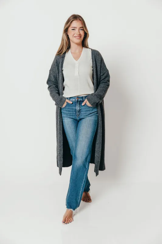 Aly Long Cardigan in Charcoal sold by Worth Collective