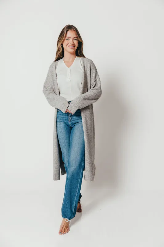 Aly Long Cardigan in Heather Stone sold by Worth Collective