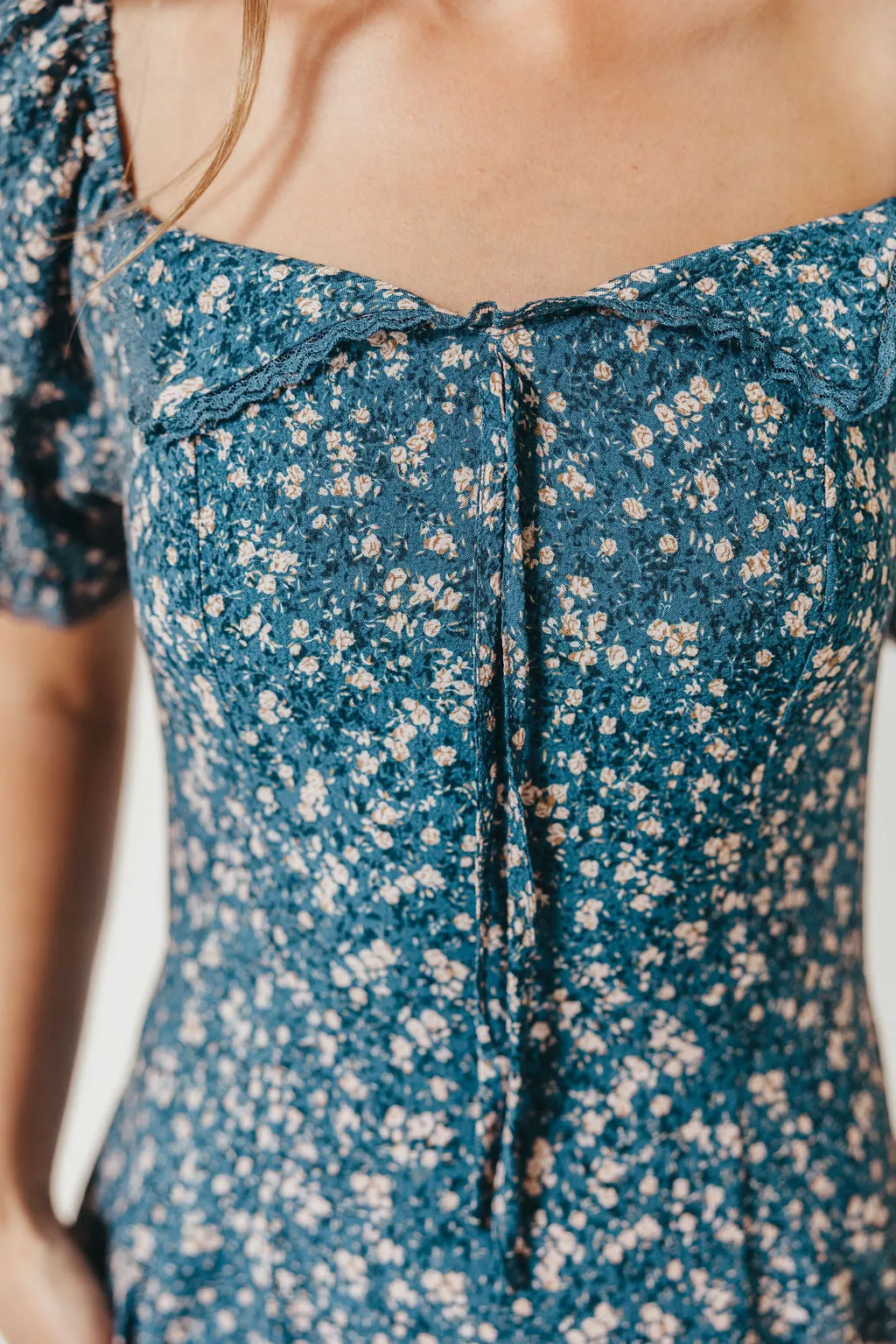 Betsy Floral Midi Dress in Blue/Cream sold by Worth Collective product image thumbnail 3