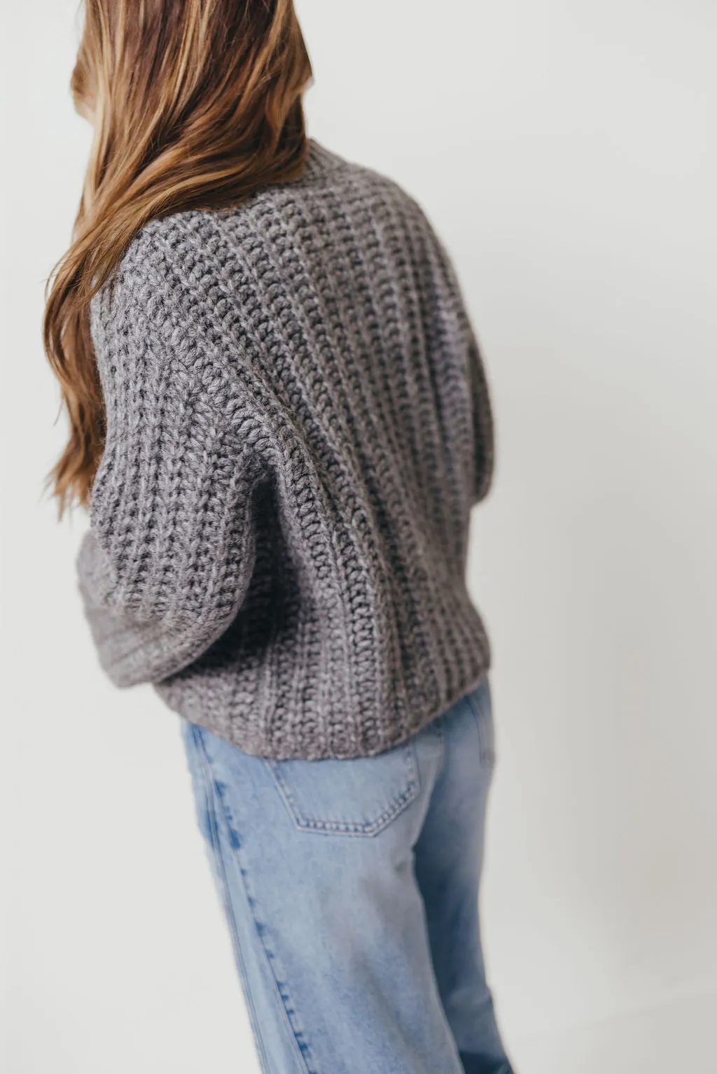 Goldie Chunky Knit Cardigan in Heather Grey sold by Worth Collective product image thumbnail 5