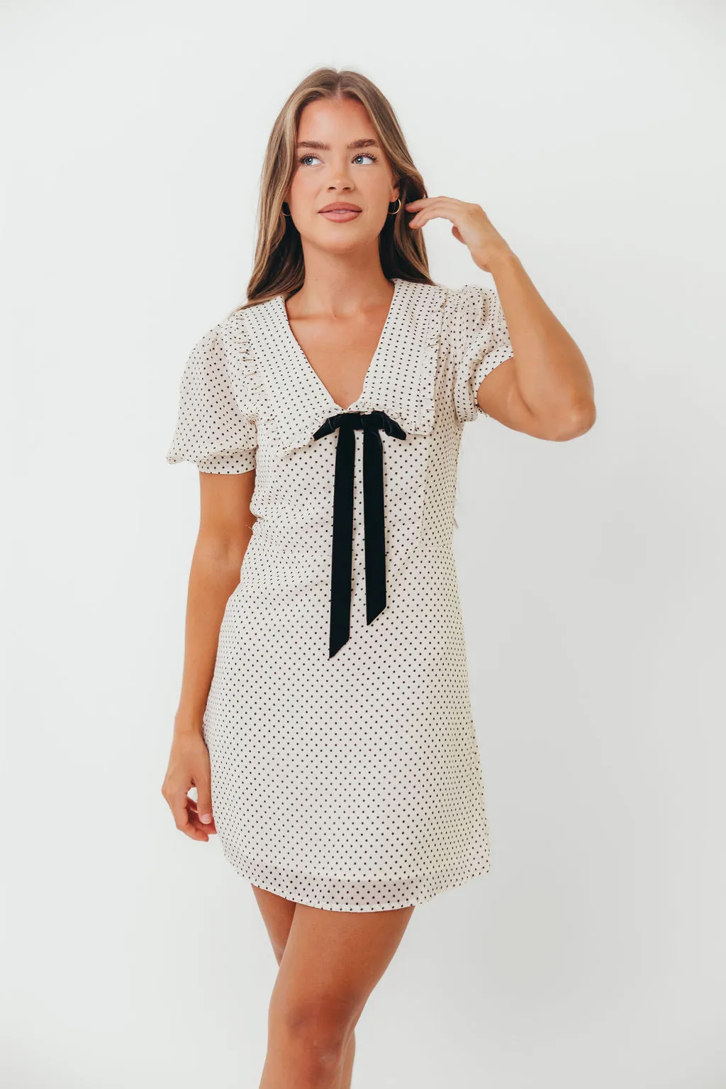 Leti Dainty Bow Collared Mini in Cream *Final-Sale* sold by Worth Collective