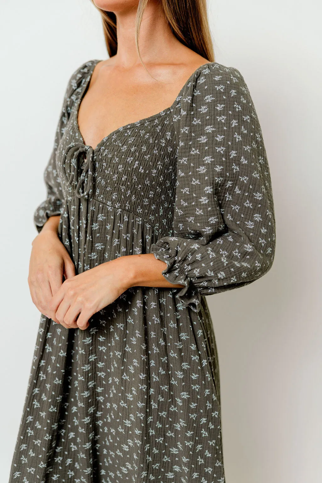 Cecilia 100% Cotton Smocked Maxi Dress in Forest Foliage - Bump Friendly sold by Worth Collective product image thumbnail 3