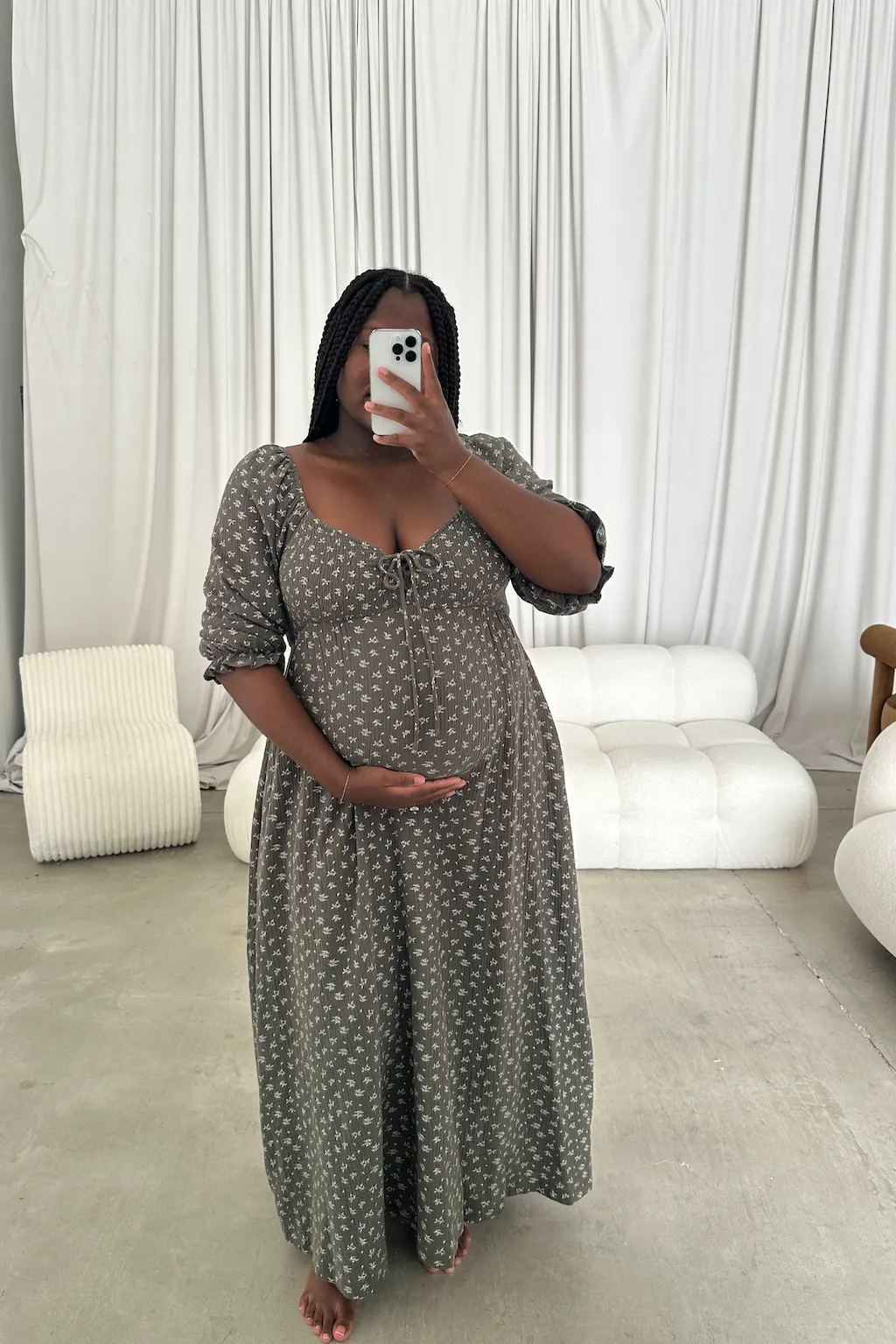 Cecilia 100% Cotton Smocked Maxi Dress in Forest Foliage - Bump Friendly sold by Worth Collective product image thumbnail 4