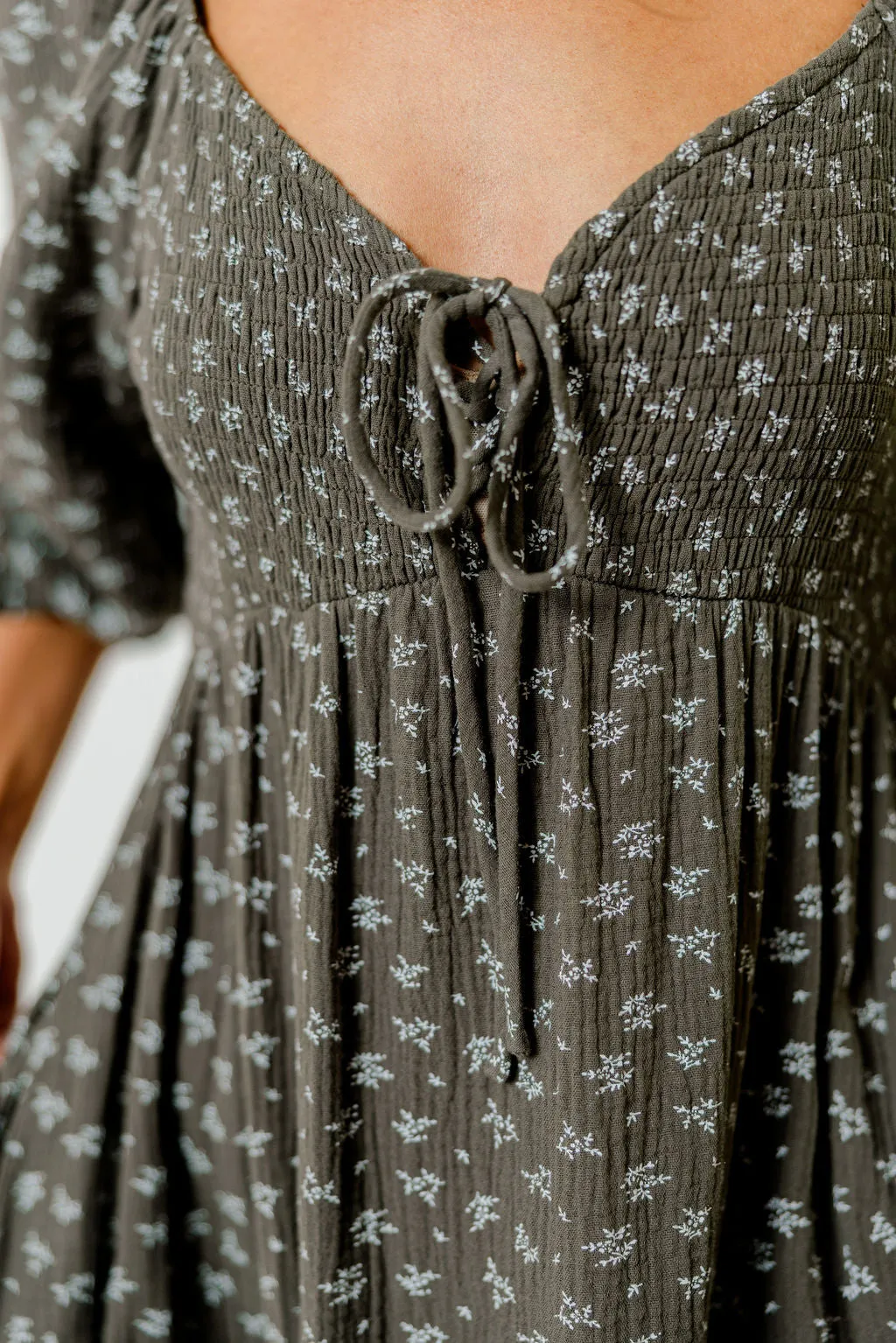 Cecilia 100% Cotton Smocked Maxi Dress in Forest Foliage - Bump Friendly sold by Worth Collective product image thumbnail 5