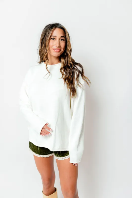Toni Inside Out Roll Neck Pullover Sweater in Ivory sold by Worth Collective