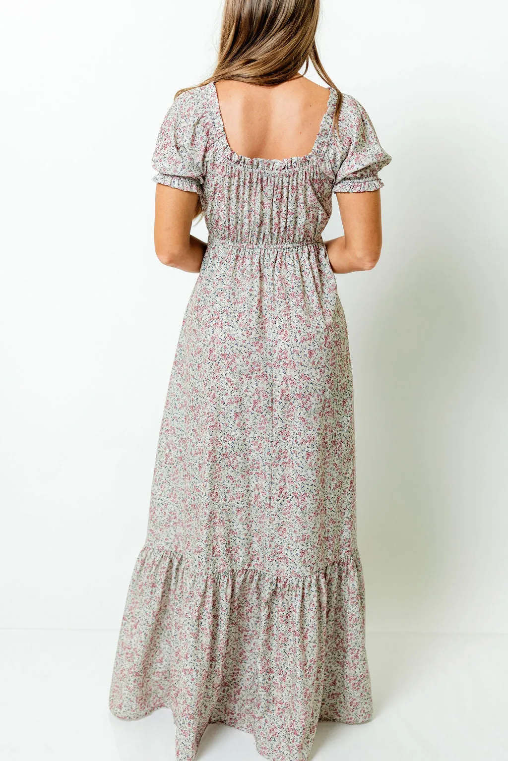 Valeria Romantic Floral Maxi Dress in Taupe sold by Worth Collective product image thumbnail 4