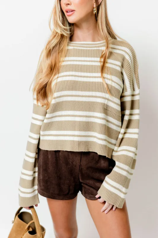 Trail Mix Striped Sweater in Mocha *Final Sale* sold by Worth Collective