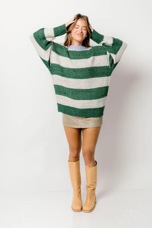 Cosmo Oversized Striped Sweater in Green sold by Worth Collective