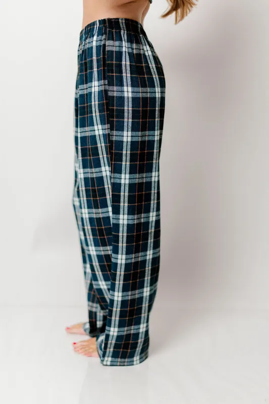 Sandler Flannel Wide Leg Lounge Pants in Navy made by HYFVE