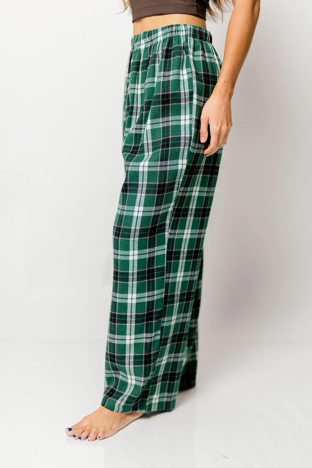 Sandler Flannel Wide Leg Lounge Pants in Green sold by Worth Collective product image thumbnail 3