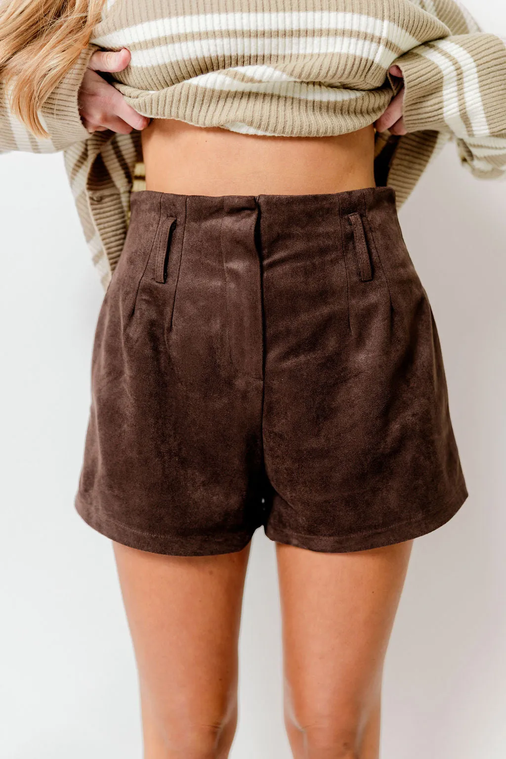 Wanda Suede Shorts in Brown *Final Sale* sold by Worth Collective product image thumbnail 3