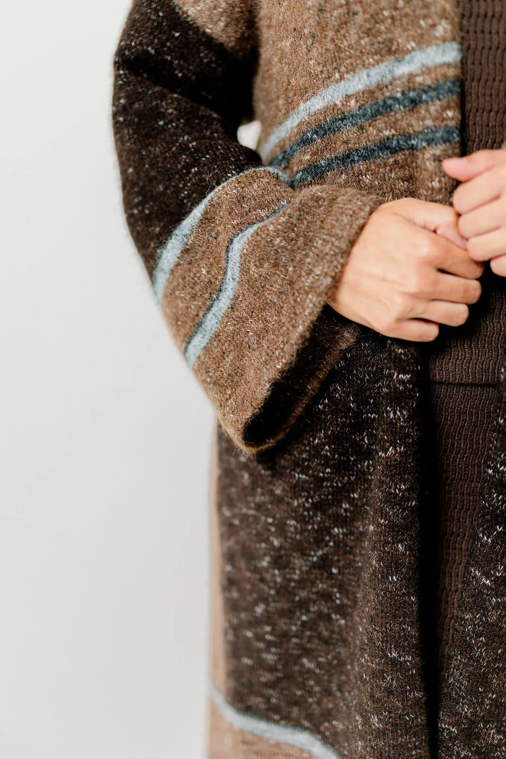 Gloria Striped Confetti-Knit Duster Cardigan in Taupe *Final Sale* sold by Worth Collective product image thumbnail 3