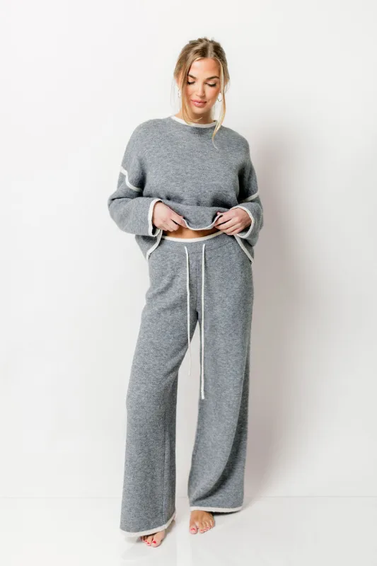 Chelsie Sweater and Pants Set in Heather Grey sold by Worth Collective
