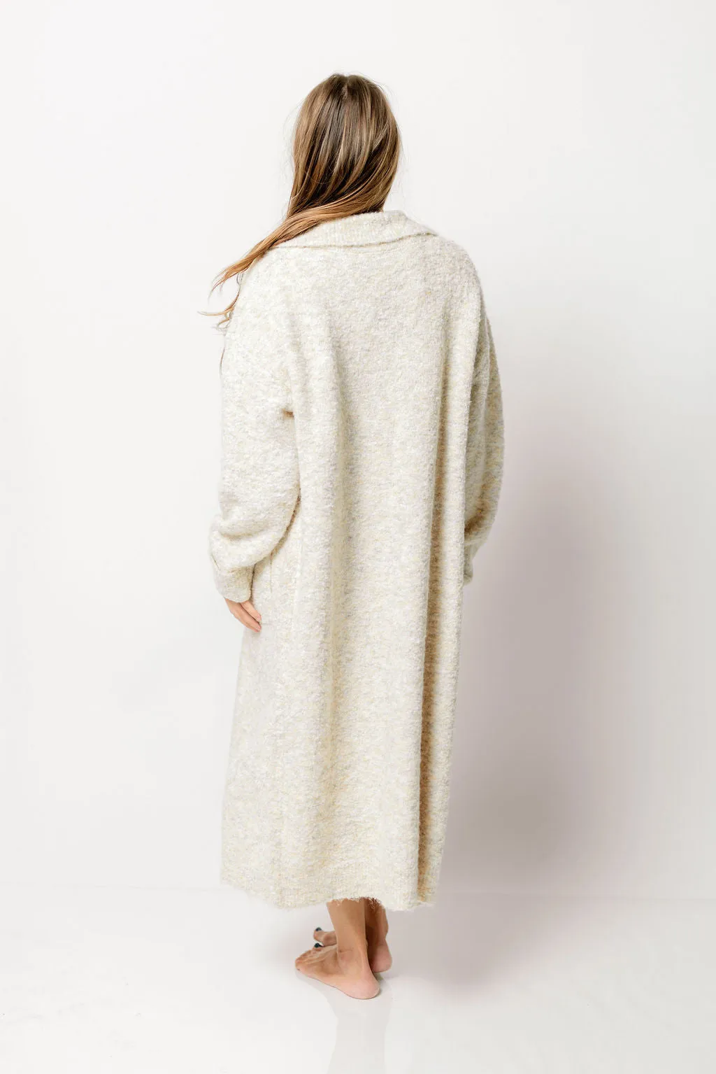 Leeann Collared Long Cardigan in Oatmeal sold by Worth Collective product image thumbnail 4