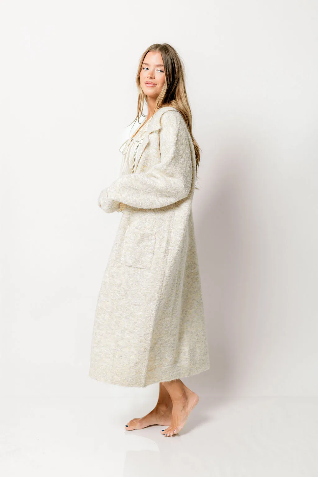 Leeann Collared Long Cardigan in Oatmeal sold by Worth Collective product image thumbnail 3