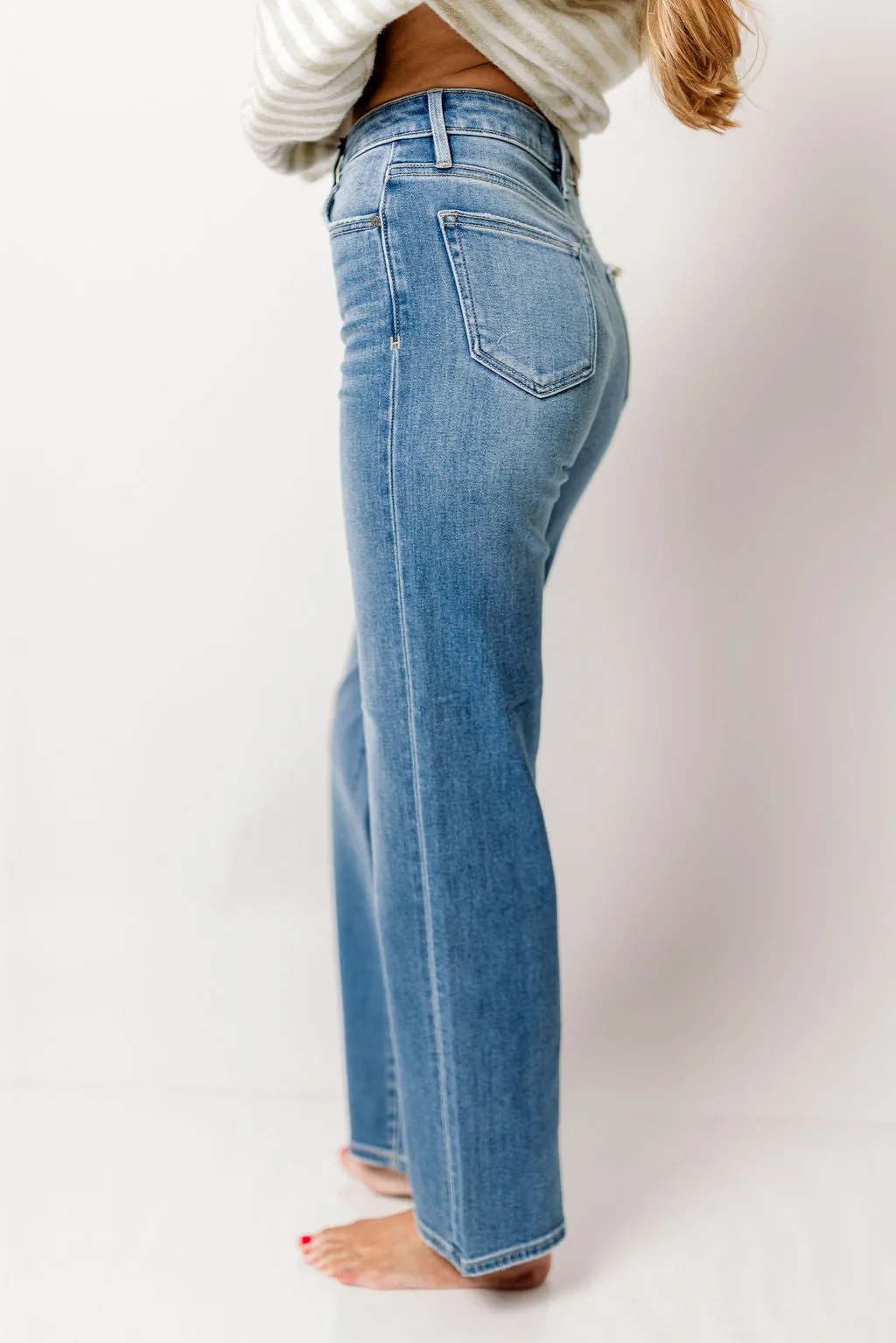 Tracey High Rise Straight Jean with 30” Inseam in Medium Dark sold by Worth Collective product image thumbnail 3