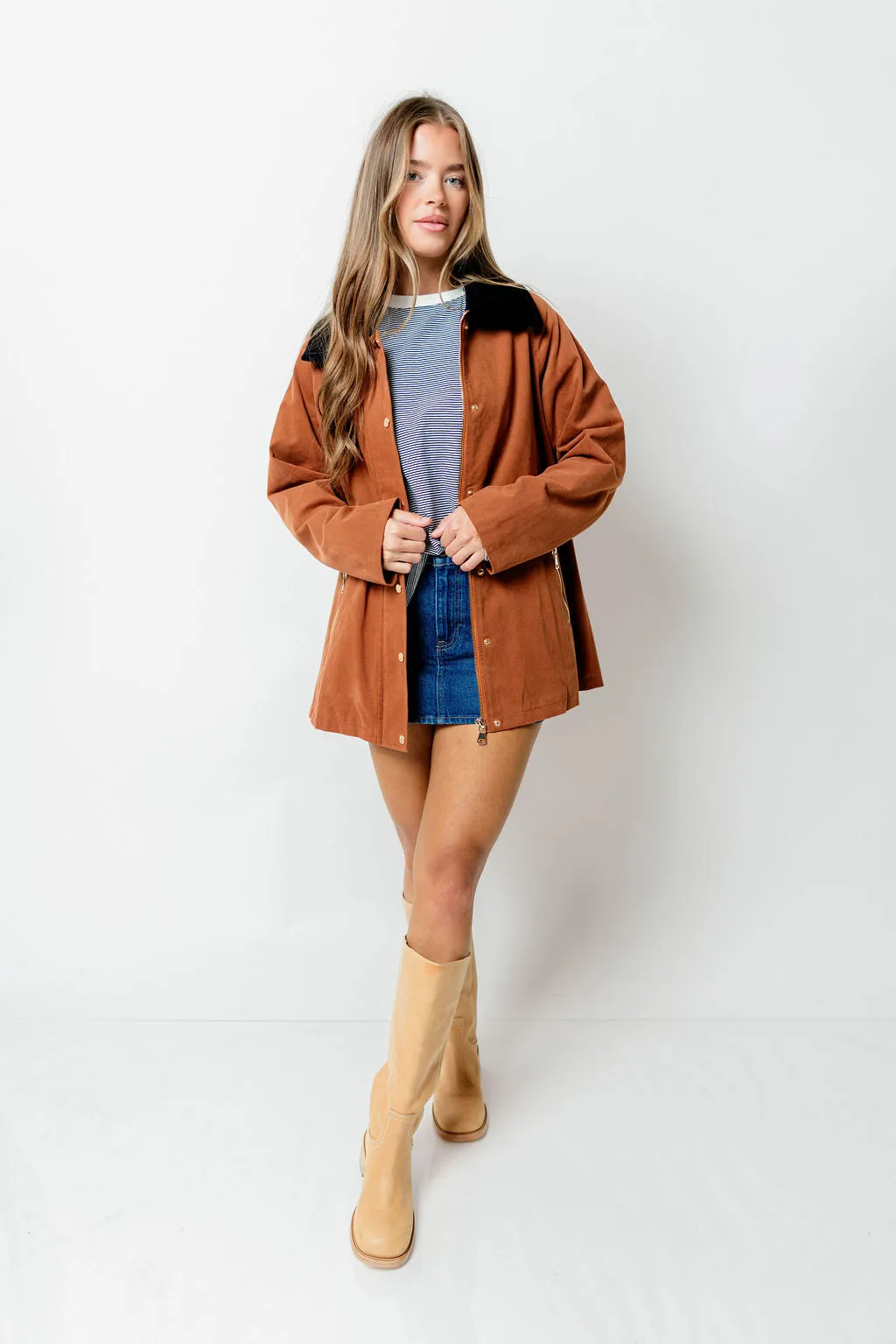 Tania Cotton Barn Jacket in Cognac sold by Worth Collective product image thumbnail 3