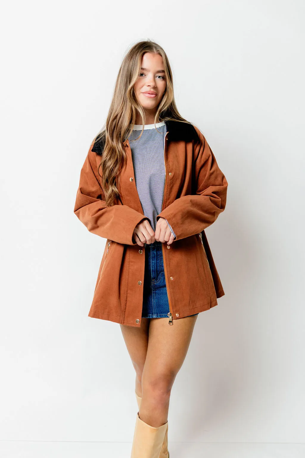 Tania Cotton Barn Jacket in Cognac sold by Worth Collective product image thumbnail 4