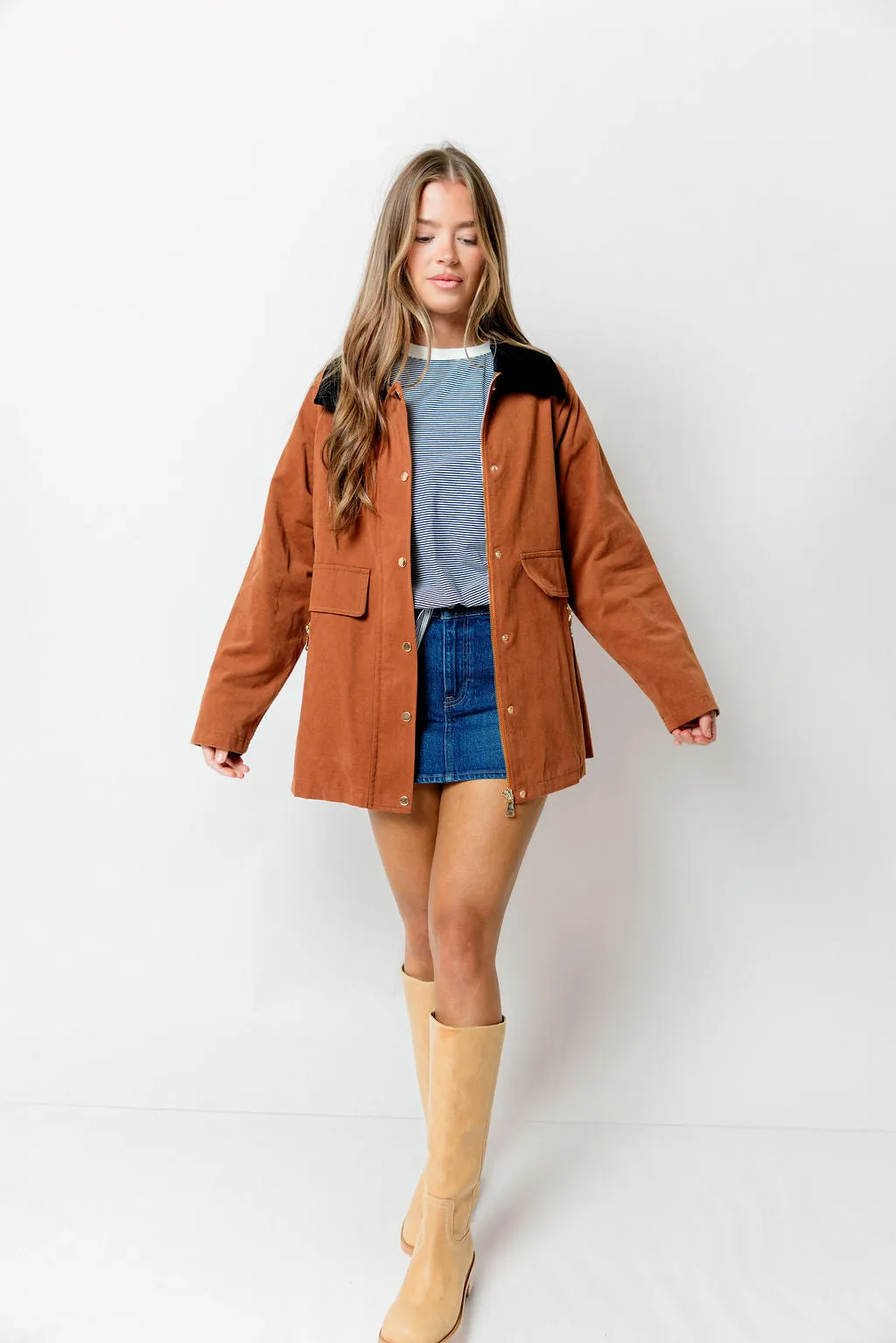Tania Cotton Barn Jacket in Cognac sold by Worth Collective product image thumbnail 2