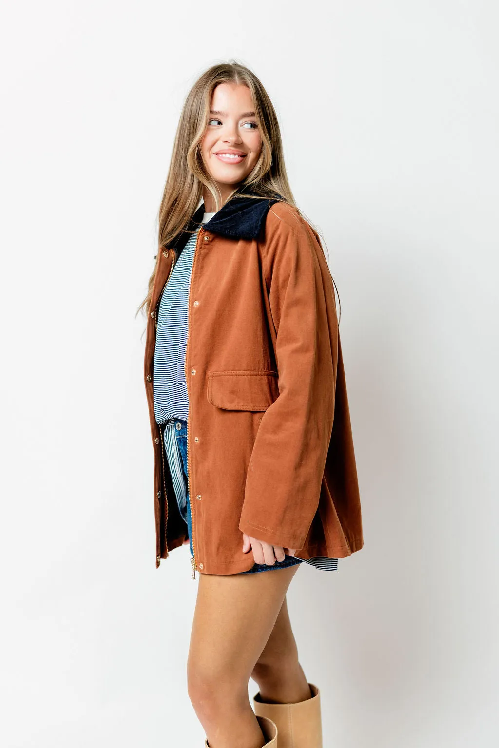 Tania Cotton Barn Jacket in Cognac sold by Worth Collective product image thumbnail 5